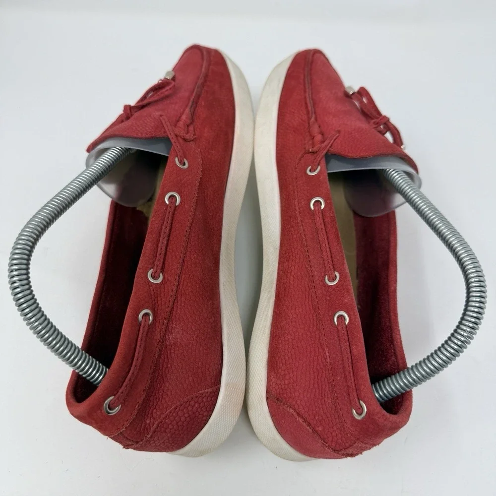 Marc Joseph NY Boat Shoes Sneakers Womens 9.5 Moccasin Red Nubuck Leather‎ 3458